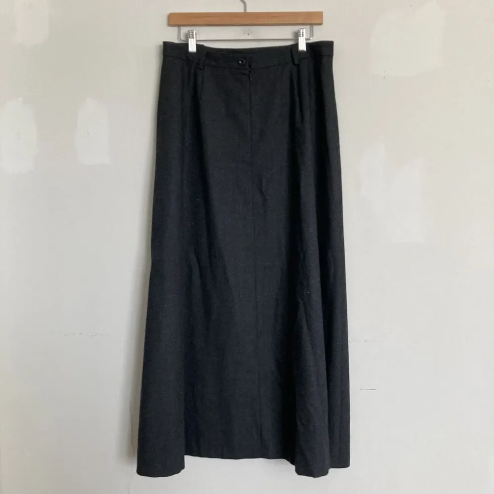 Vintage Talbots Wool Maxi Skirt 14 Fits like 10-12 Women Black Modest Elegant - Picture 7 of 12